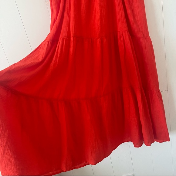 J. Crew Orange Tiered Ruffled Beach Maxi Dress Size Small - Picture 13 of 16